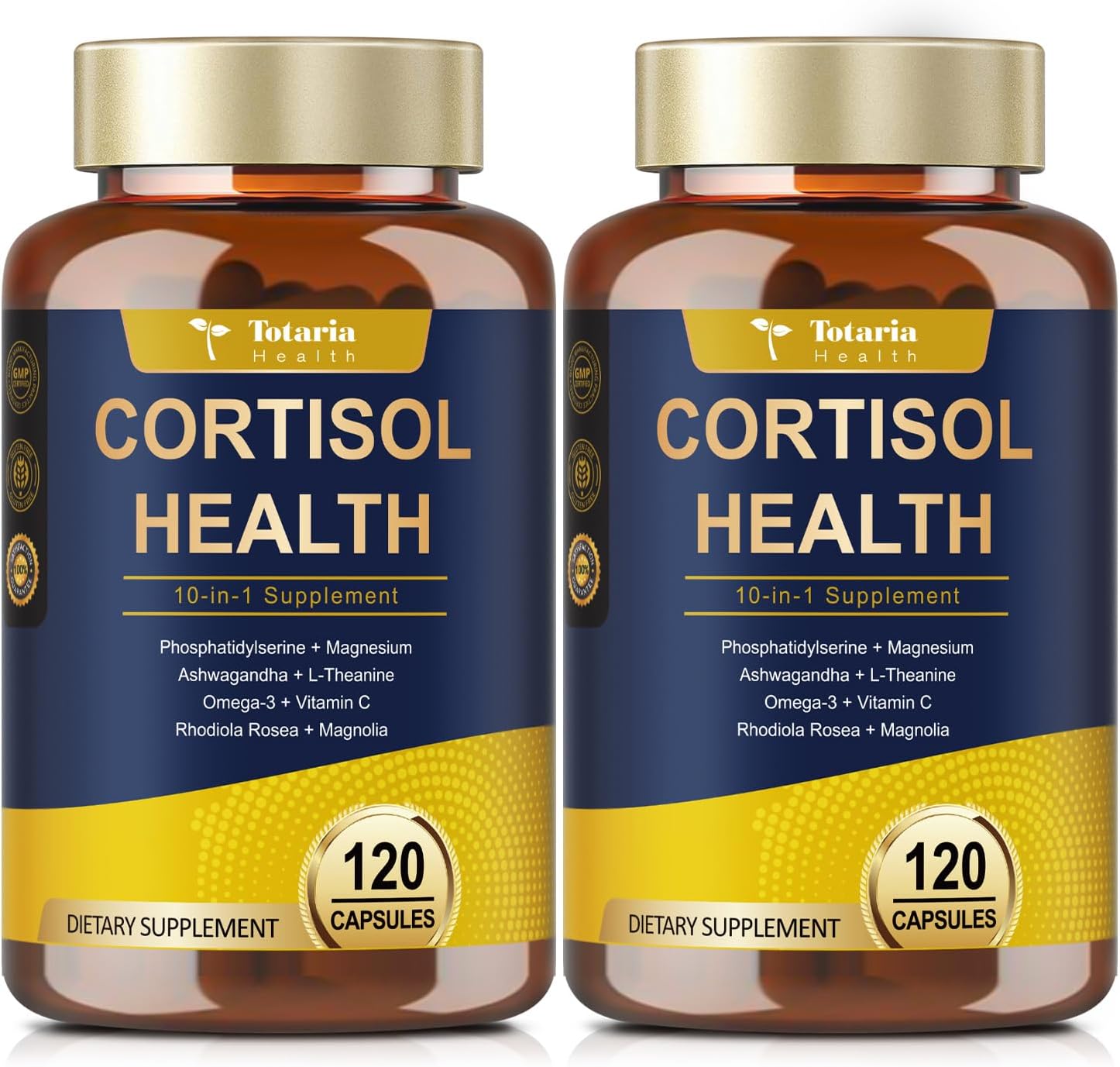 Cortisol Supplement with Ashwagandha,Magnesium,Rhodiola Rosea,L Theanine,Hormone Balance for Women Mood, Focus, Sleep Support 120 Vegan Capsules (Pack of 2)