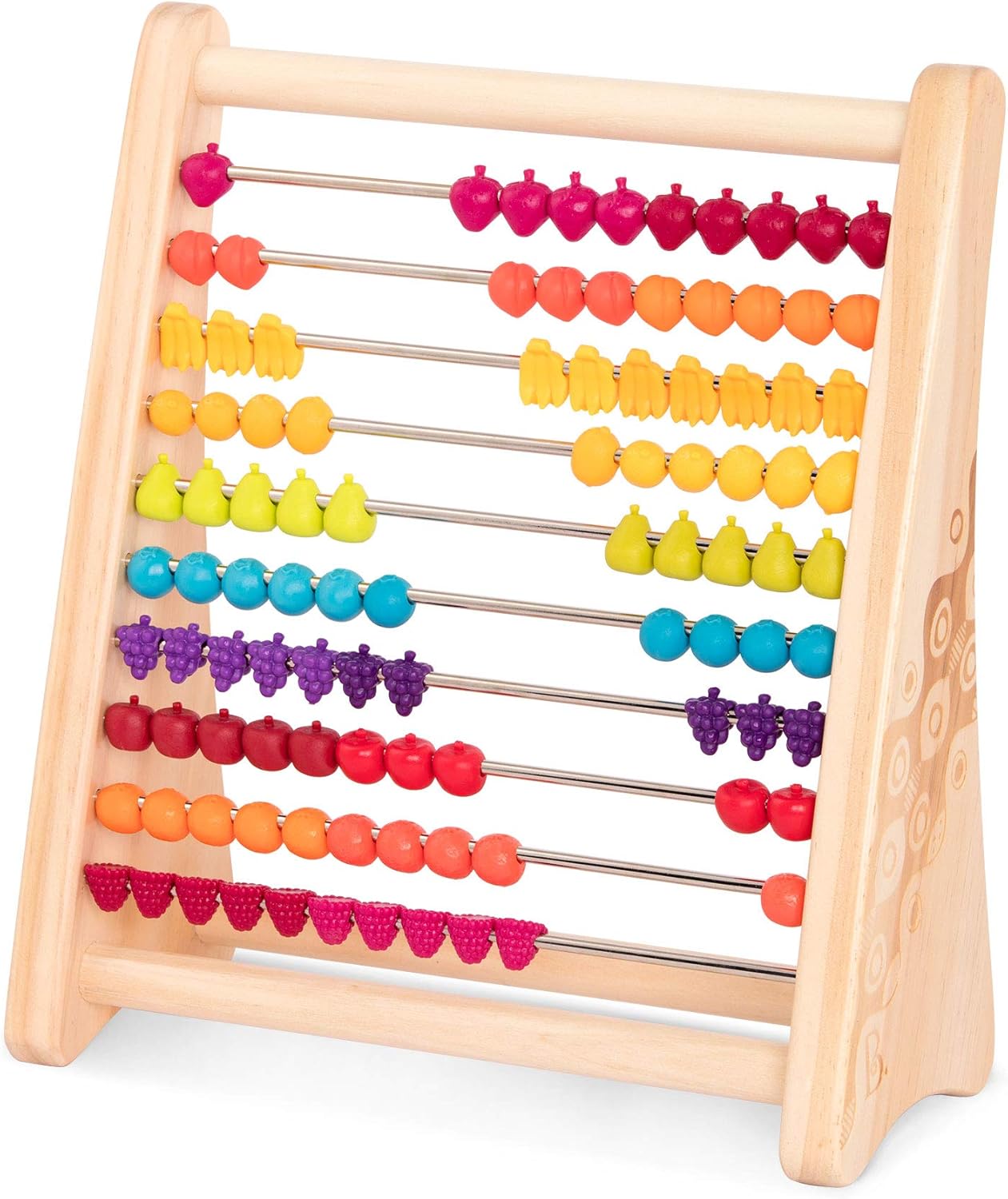 B. toys – Fruity! Wooden Abacus for Kids Classic Math Learning Toy with 100 Beads Educational for Addition, Subtraction Numbers & Counting 18+ Months