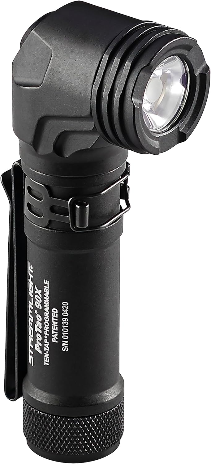 Streamlight 88094 ProTac 90X 1000-Lumen Right Angle Compact Multi-Fuel Tactical EDC Flashlight Includes Non-Rechargeable Batteries and Holster, Black