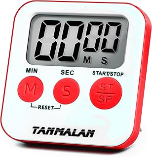 Tanmalan Kitchen Timer for Cooking Loud Alarm, Large Display, Auto Memory Loud Alarm, Large Display,Big Button，for Kids for Teacher Classroom Must Haves,Count Down-up,Easy to use (6.0-red)