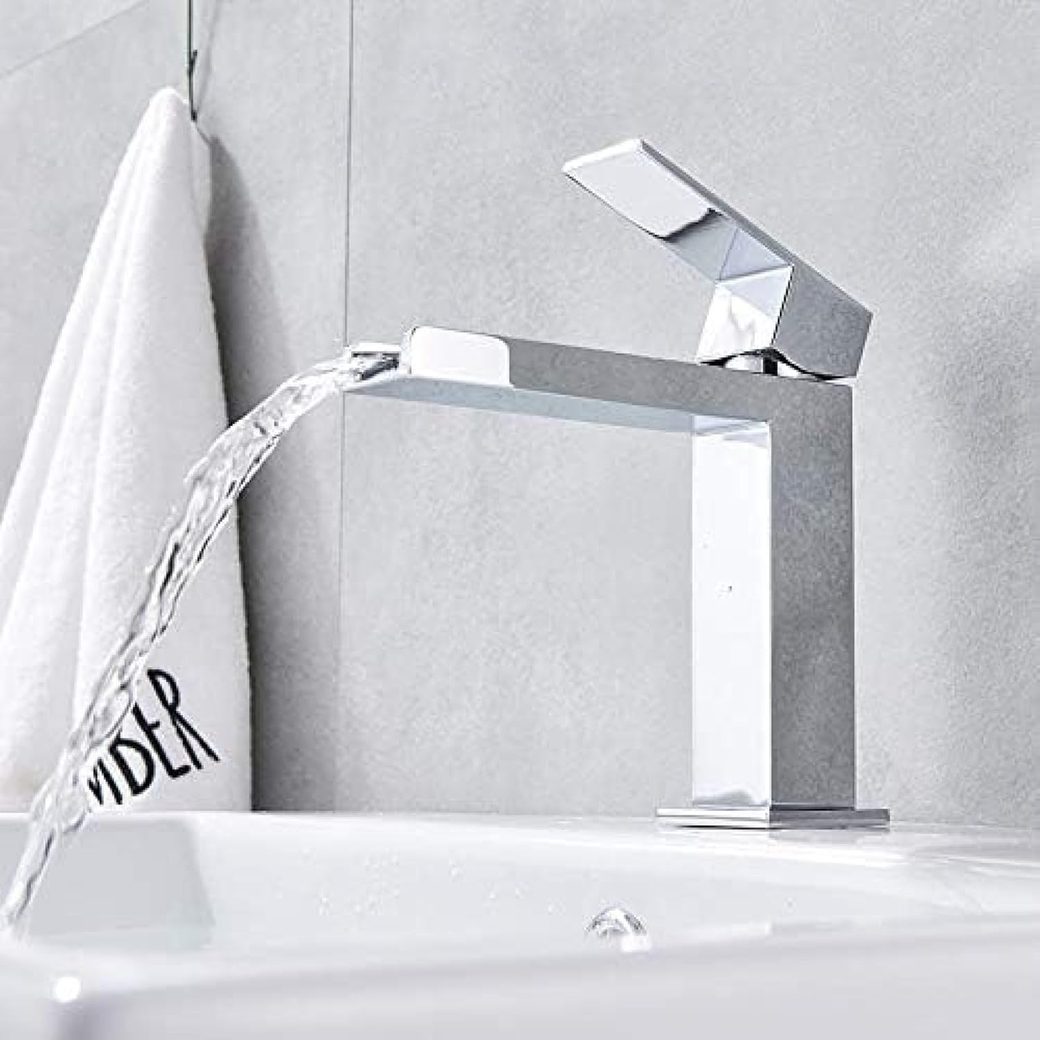 Basin Faucets Waterfall Bathroom Faucet Single Handle Basin Mixer Tap Bath Long Spout Faucet Brass Sink Water Crane Silver