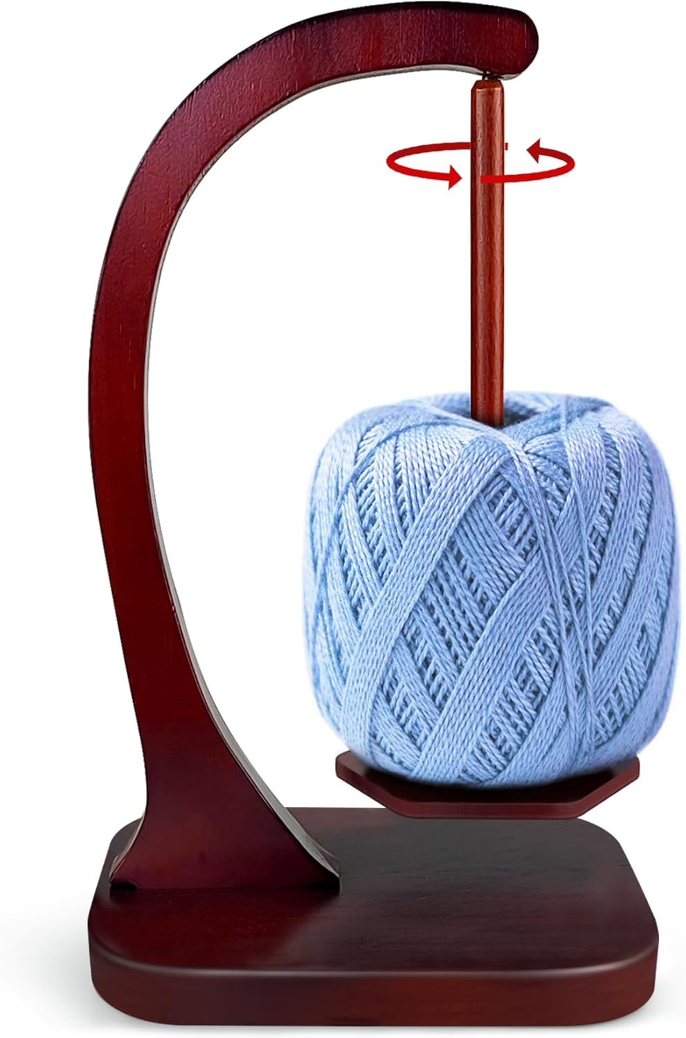 JUCPASH Yarn Holder for Crocheting and Knitting, Wooden Yarn Spinner with Magnetic Rotating Mechanism and Anti-Slip Pads, Crochet Gift for Knitting Lovers