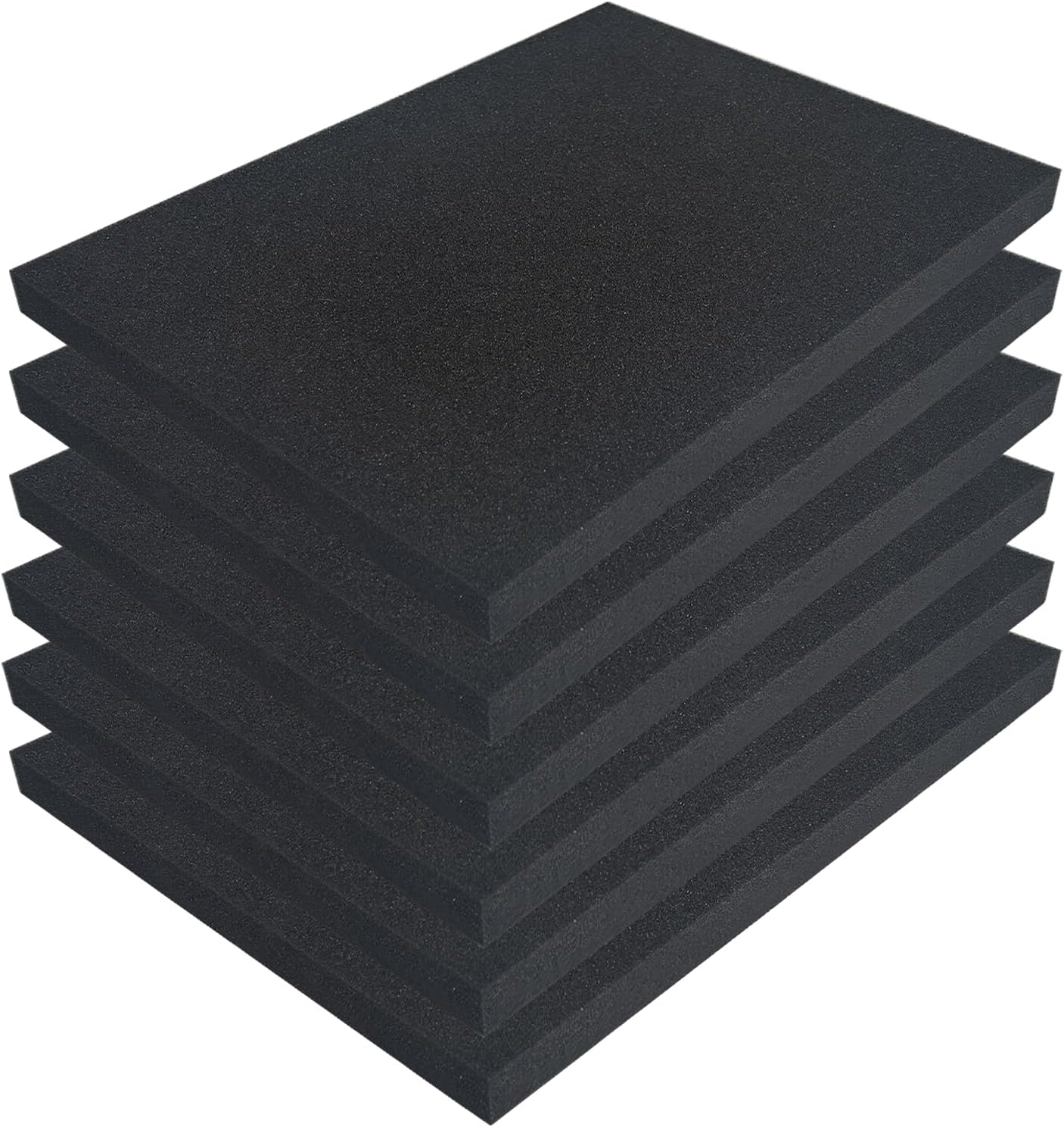 6 PCS 16" x 12" x 1" Polyurethane Foam Sheets Black Cushion Foam Panels | Foam Inserts for Cases,Black Foam Padding Cuttable Polyurethane Styrofoam for Cushion, Toolbox, Game Box, Storage, Crafts