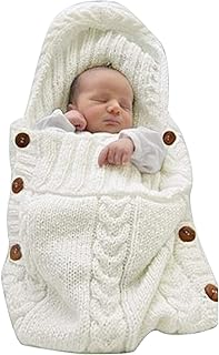 XMWEALTHY Newborn Baby Wrap Swaddle Blanket Knit Sleeping Bag Receiving Blankets Stroller Wrap for Baby (Beige) (0-6 Month)