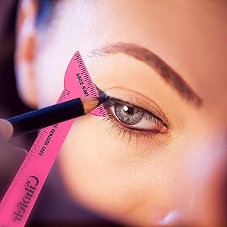 Cilrofelr 2 Pack 4 in 1 Eyeliner Stencils for Hooded Eyes, Reusable Eyeliner Stencils Tool for Makeup Beginners, Multi-purpose Makeup Tool for Winged Eyeliner, Defined Eyebrows, Face Contour and Lip Line - Pink