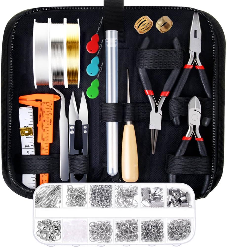 PAXCOO Jewelry Making Supplies Kit with Jewelry Tools, Jewelry Wires and Jewelry Findings for Jewelry Repair and Beading