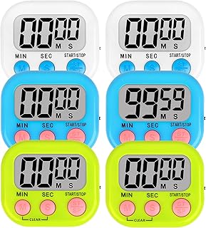 ZILLEN 6 Pack Kitchen Timers for Cooking Digital Classroom Timers for Teachers Kids White Blue Green