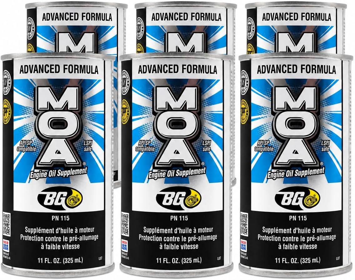 BG Advanced Formula MOA PN 115 Motor Oil Additive, Engine Oil Supplement, 11 fl oz Cans, Pack of 6