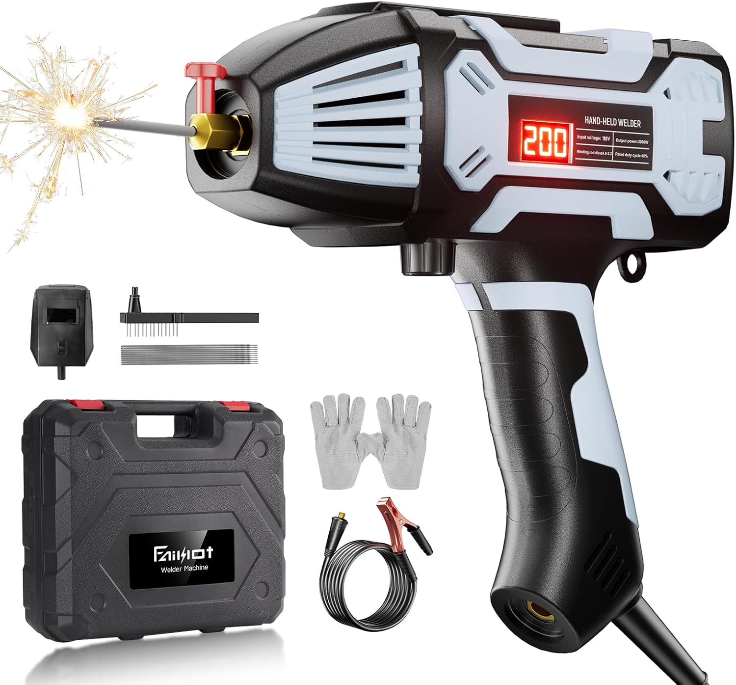 Handheld Welding Machine 110V: Portable Welder with IGBT Inverter 6 Variable Current Adjustment, Electric ARC Welder Gun Welding Tools Set Fits for 3/32"-1/8" Wire Rods (Grey)