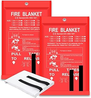 Fire Blanket - 2 Pack 40" x 40" Fire Blanket for Home and Kitchen, Flame Suppression Fiberglass Fire Blankets for House, Camping, Grill, Car, Office, Warehouse, Emergency Fire Blanket
