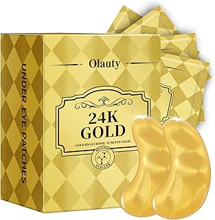 24k Golden Glow Under Eye Patches (30 Pairs Eye Gels), Collagen Eye Masks for Dark Circles and Puffiness, Bags, Relieves Pressure and Reduces Wrinkles, Refreshes Your Skin, Beauty & Personal Care