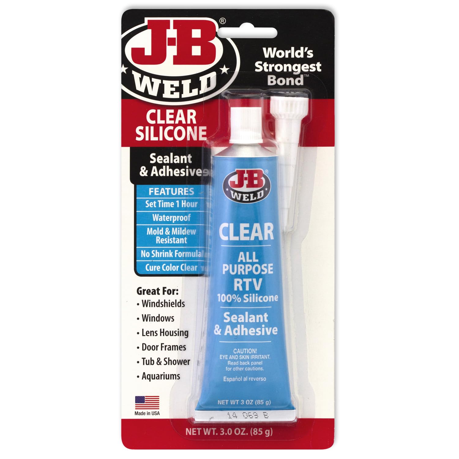 J-B Weld 31310 All-Purpose RTV Silicone Sealant and Adhesive - 3 oz. - Clear