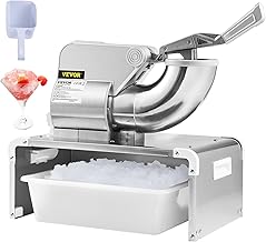 VEVOR 110V Commercial Snow Cone Machine, 500LB/H Snow Cone Maker, Electric Shaved Ice Machine w/Dual Blades, Stainless Steel Ice Crusher Shaver w/ 20Qt Ice Basin, 250W Snowball Machine 1420RPM