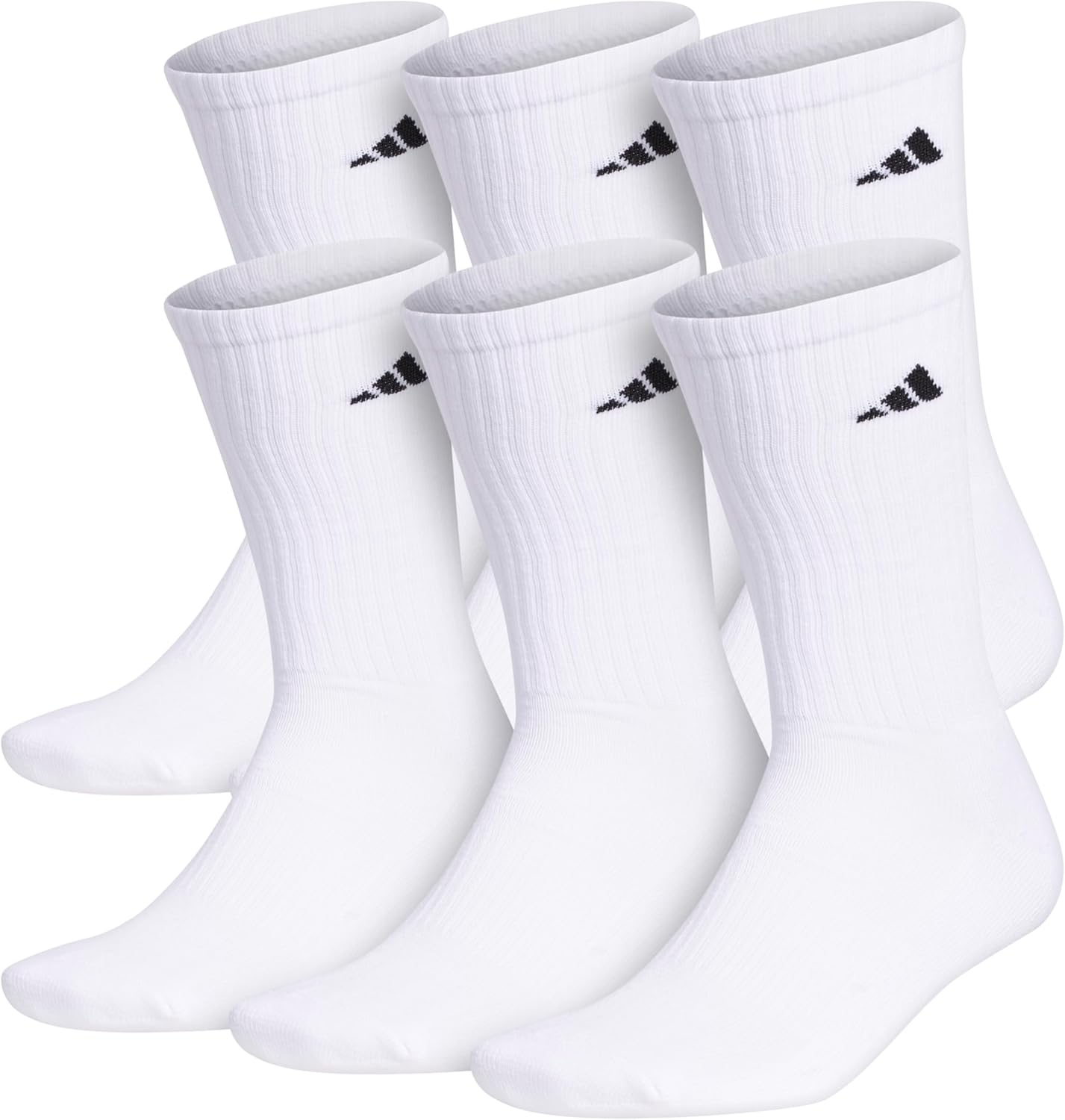 adidas Men's Athletic Cushioned 6-Pack Crew, Cushioned Crew Socks with Arch Compression for a Secure Fit