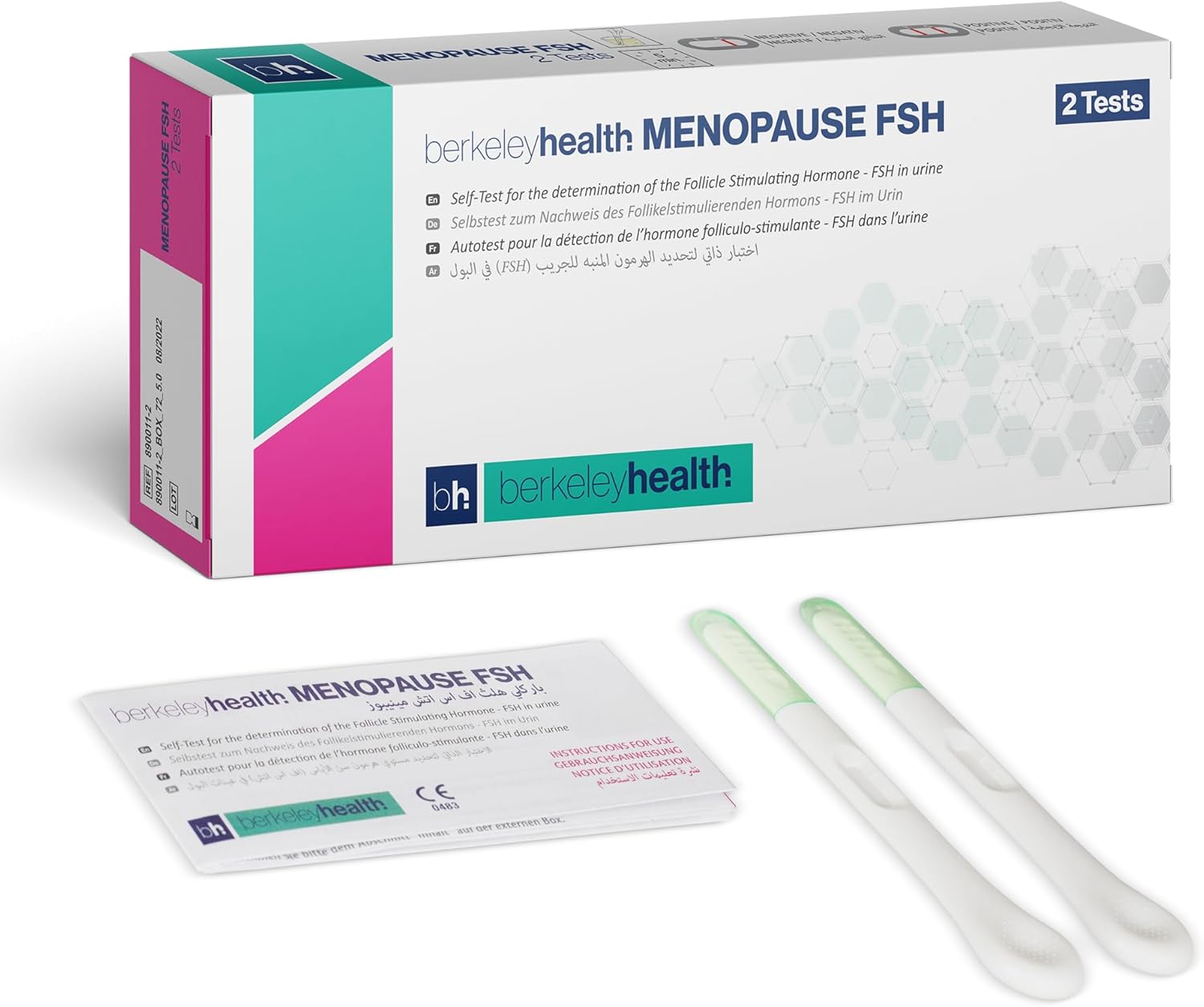 Berkeley Health Menopause FSH Home Self Test Kit - Determine Follicle Stimulating Hormone in Urine - Easy to Follow, Fast & 94% Accurate - 2 Tests
