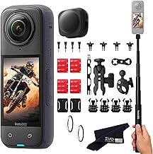 Insta360 X4 Motorcycle Bundle- 8K Waterproof 360 Action Camera with 1/2"" 48MP Sensors, 5.7K 360 HDR Video, |Includes Motorcycle Bundle, Selfie Stick, Lens Guard and Lens Cap (No Card), Black