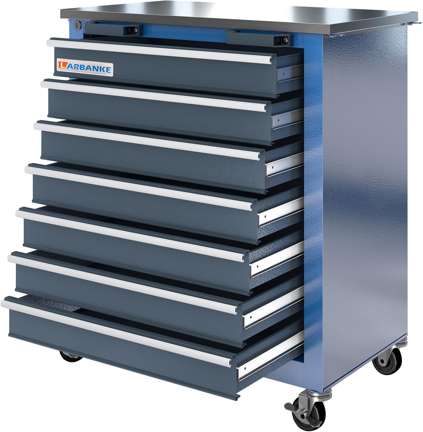 7-Drawer Tool Chest Toolbox,Quality Metal with 360° Rubber Wheels,Safe Locking System can be Combined with The 5-Drawer and Double Tool Chest as a Large Workstation