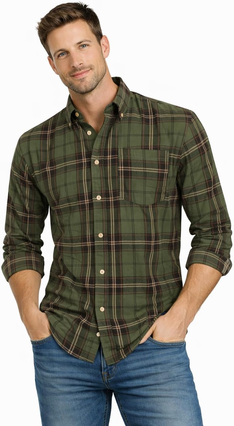 Blu Apparel Men's Checked Shirt Mens Shirts Short Sleeve and Long Sleeve Cotton Casual Shirt for Men