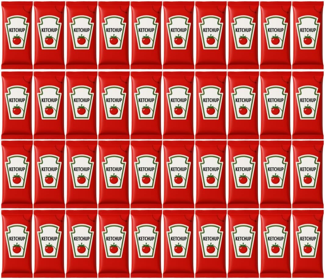 40 x Tomato Ketchup Sachets – Individual Single-Serve Condiment Packs – Perfect for Airbnb, Takeaway, Travel, Camping & Lunchboxes – No Mess, No Waste