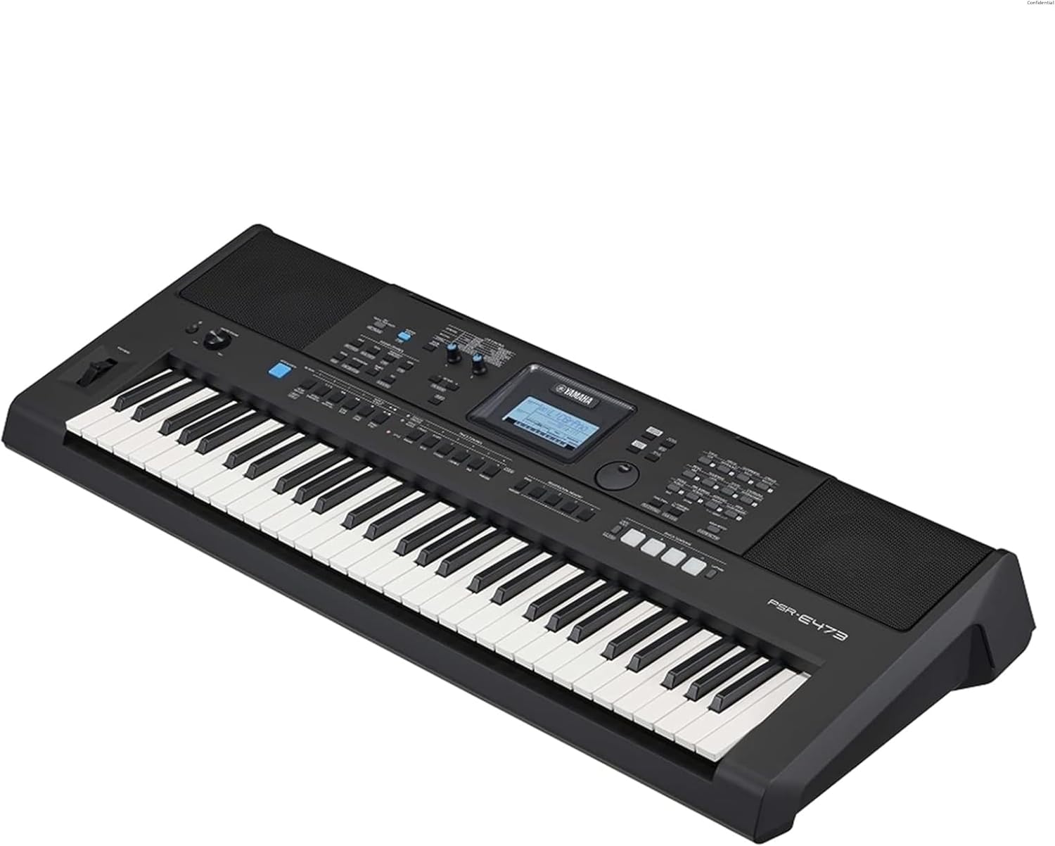 Yamaha PSR-E473 Portable, Versatile Digital Keyboard with 61 Touch-Sensitive Keys, in Black