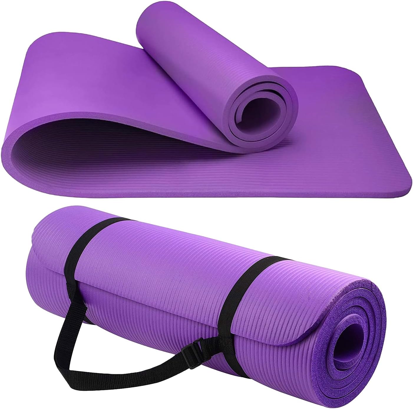 Yoga Mat Unisex Non-Slip Thick Foam Fitness Exercise Mat (10mm) Comes with Carrying Strap Lightweight Home Gym Workout Equipment for Yoga, Pilates, Stretching, Gymnastics Training & Camping