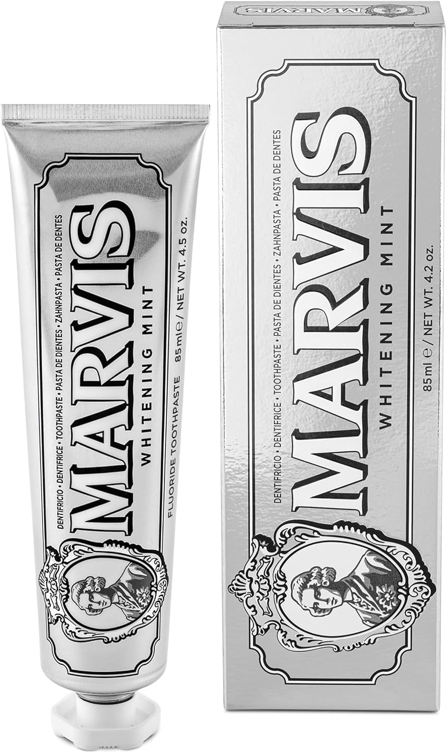 Marvis Whitening Toothpaste, Mint, 85ml, Promotes the Natural Whitening of the Teeth, Plaque Removal Toothpaste, Long-Lasting Freshness