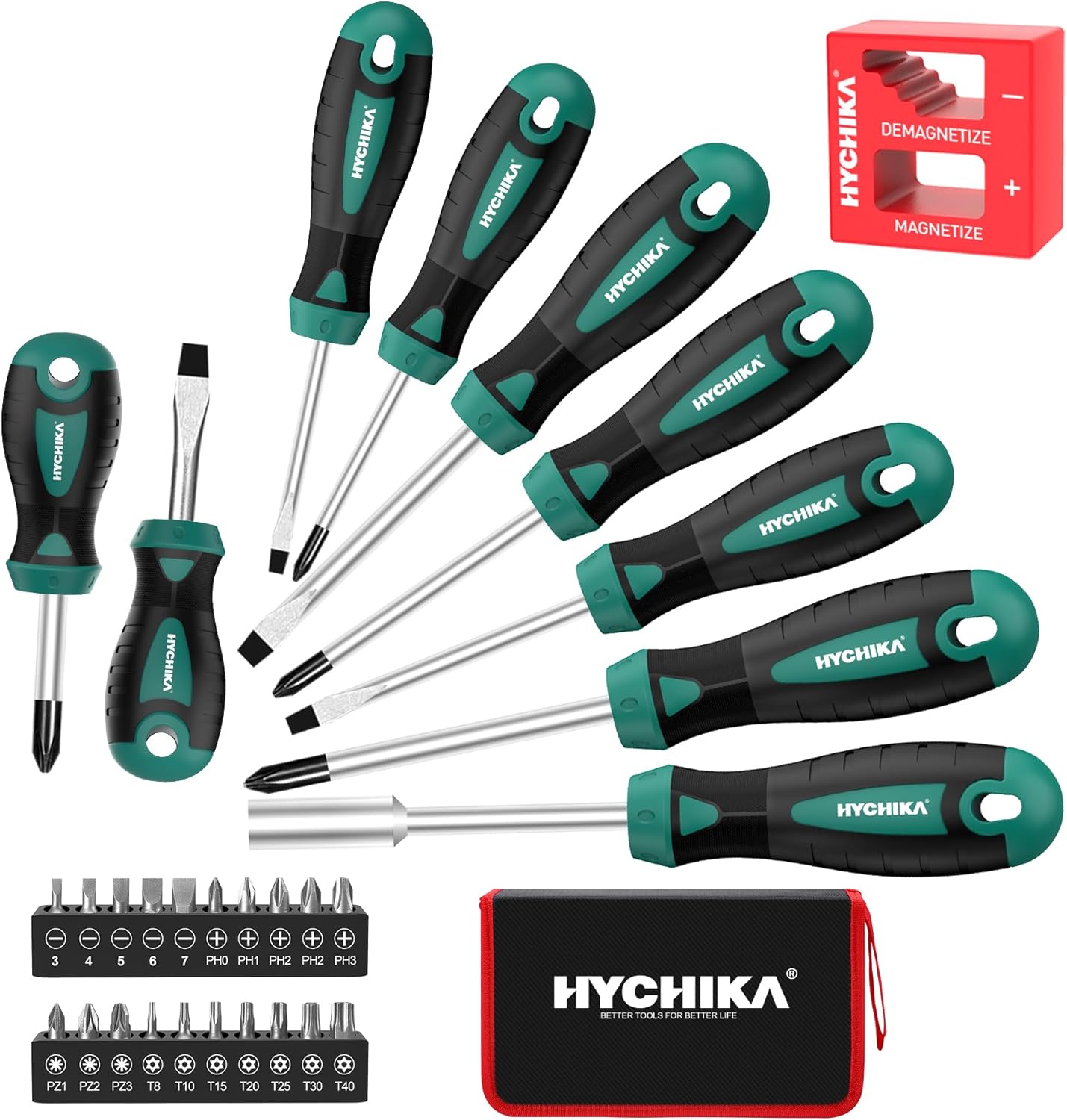 HYCHIKA Screwdriver Set, 30 PCS Screw Driver Set, Magnetic Screwdriver Set Including Flat Head Screwdriver, Phillips Screwdriver, Perfect for DIY, Home, Office, Farm Maintenance