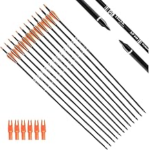 30Inch Carbon Arrow Practice Hunting Arrows with Removable Tips for Compound & Recurve Bow(Pack of 12)
