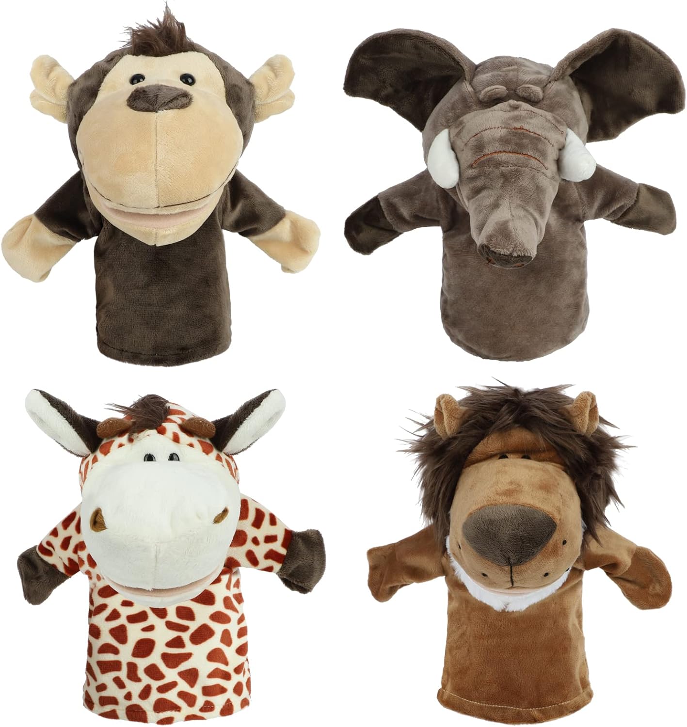 Sunallwell Hand Puppets for Kids, 4 Packs Sooty and Sweep Puppets, Animal Puppets for Children Toddlers Boys Girls (Big Movable Mouths),28 x 24 centimeters