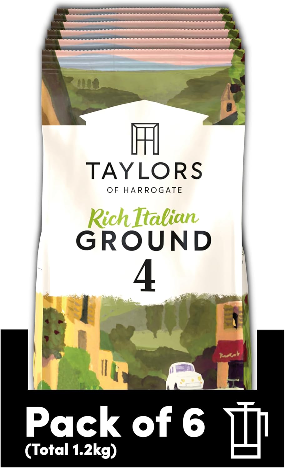 Taylors of Harrogate Rich Italian Ground Coffee, 200 g (Pack of 6 - Total 1.2kg)
