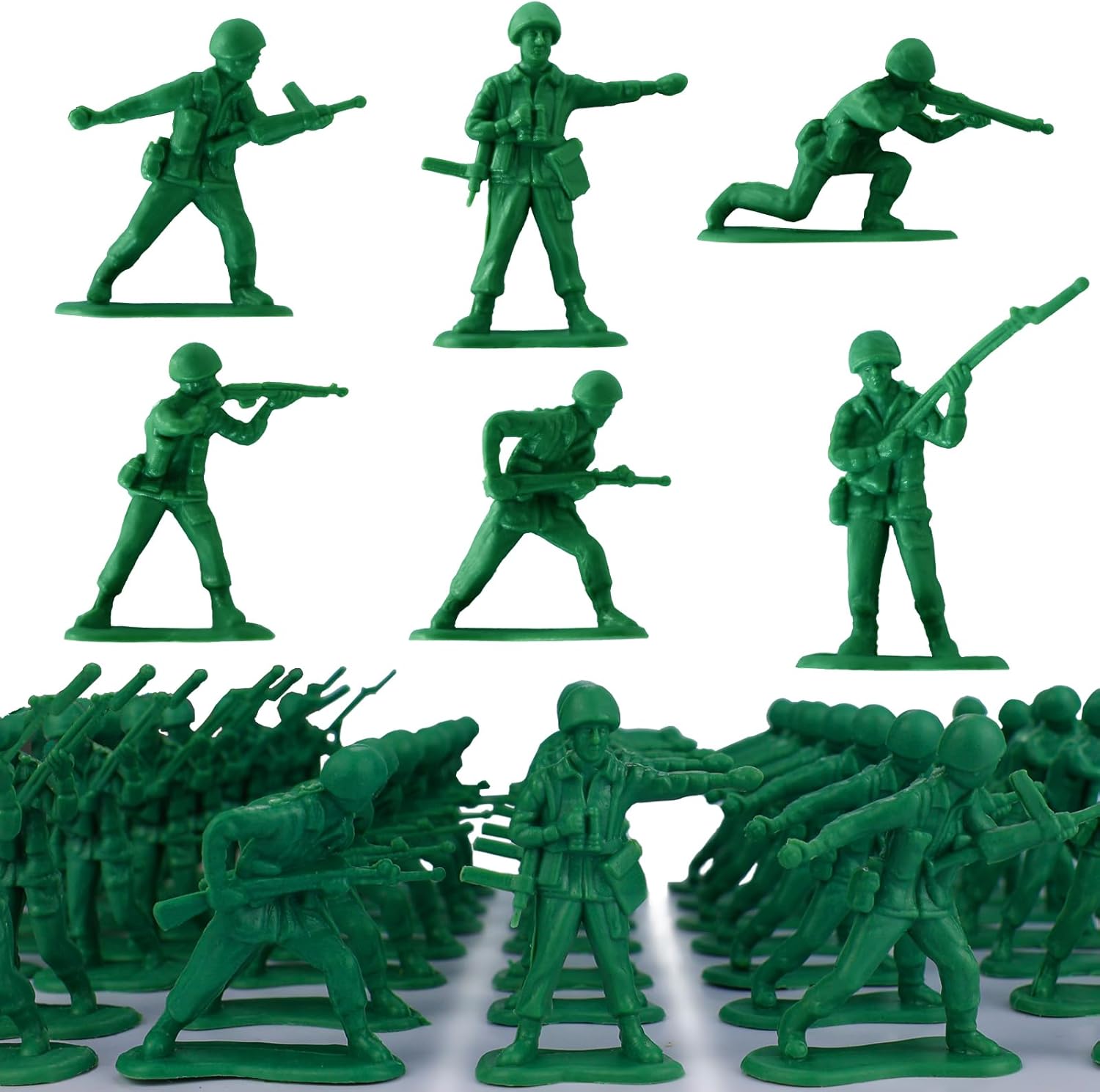 HAPTIME Classic Toy Soldiers Set (50 pcs), Green Army Men Action Figures, Plastic Military Toys for Boys- Inspire Creative Play and Learning Adventures for Kids
