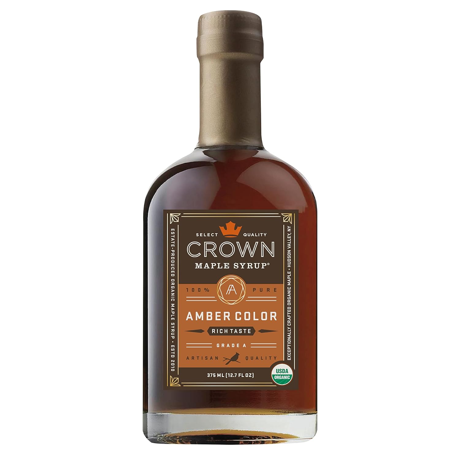 Crown Maple Amber Color Rich Taste Organic Maple Syrup, 100% Pure, Grade A, Gluten Free, No Preservatives, Non-GMO Pancake and Breakfast Topping, 12.7 Fl Oz