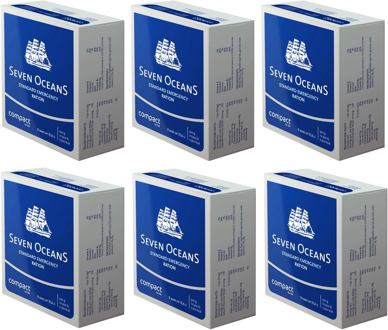 Seven Oceans Survival Food Pack 6 x 500g Long Life Biscuit Rations
