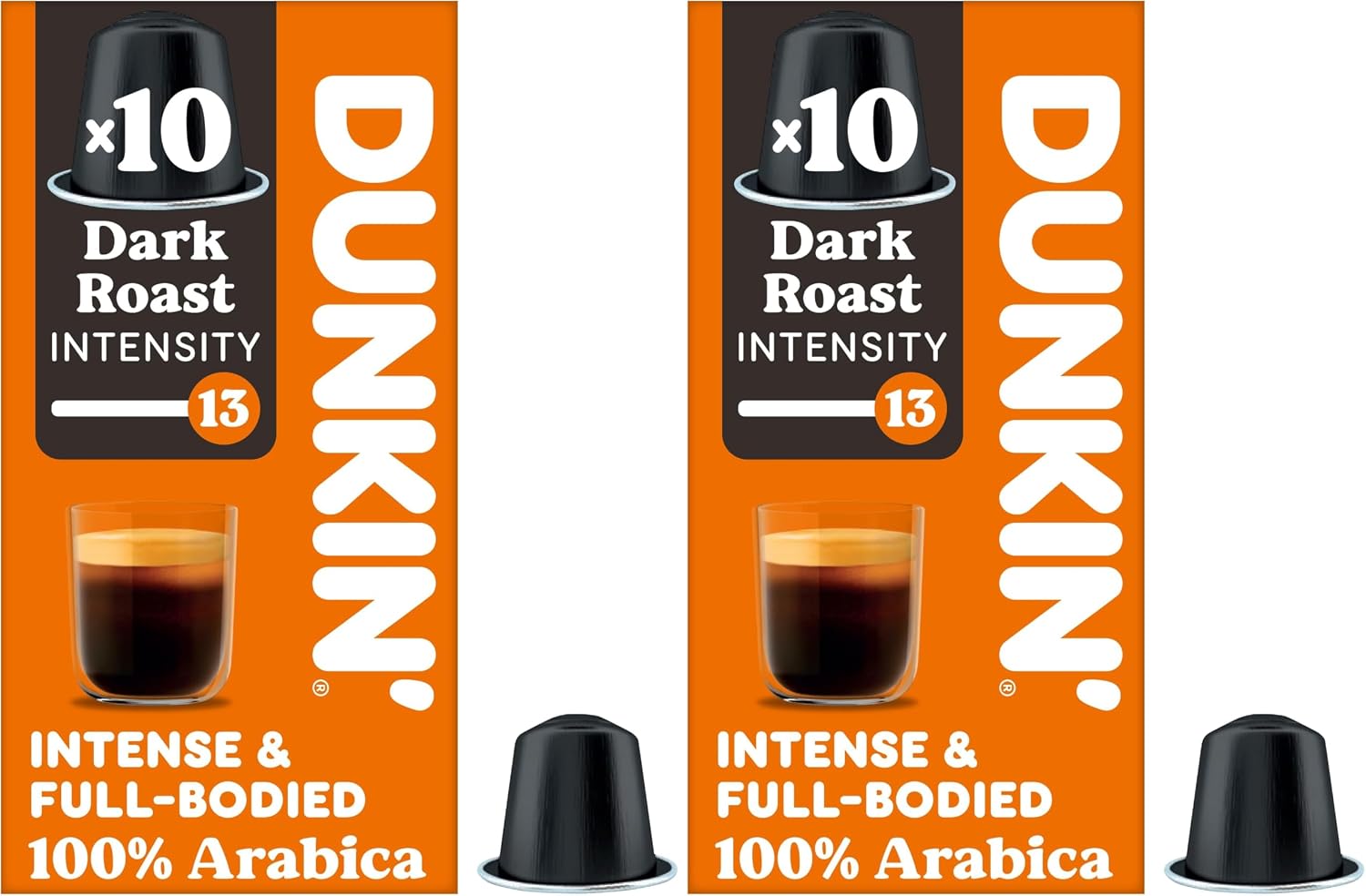 Dunkin' Nespresso Compatible Capsules Dark Roast - 10 Capsules (Pack of 2)