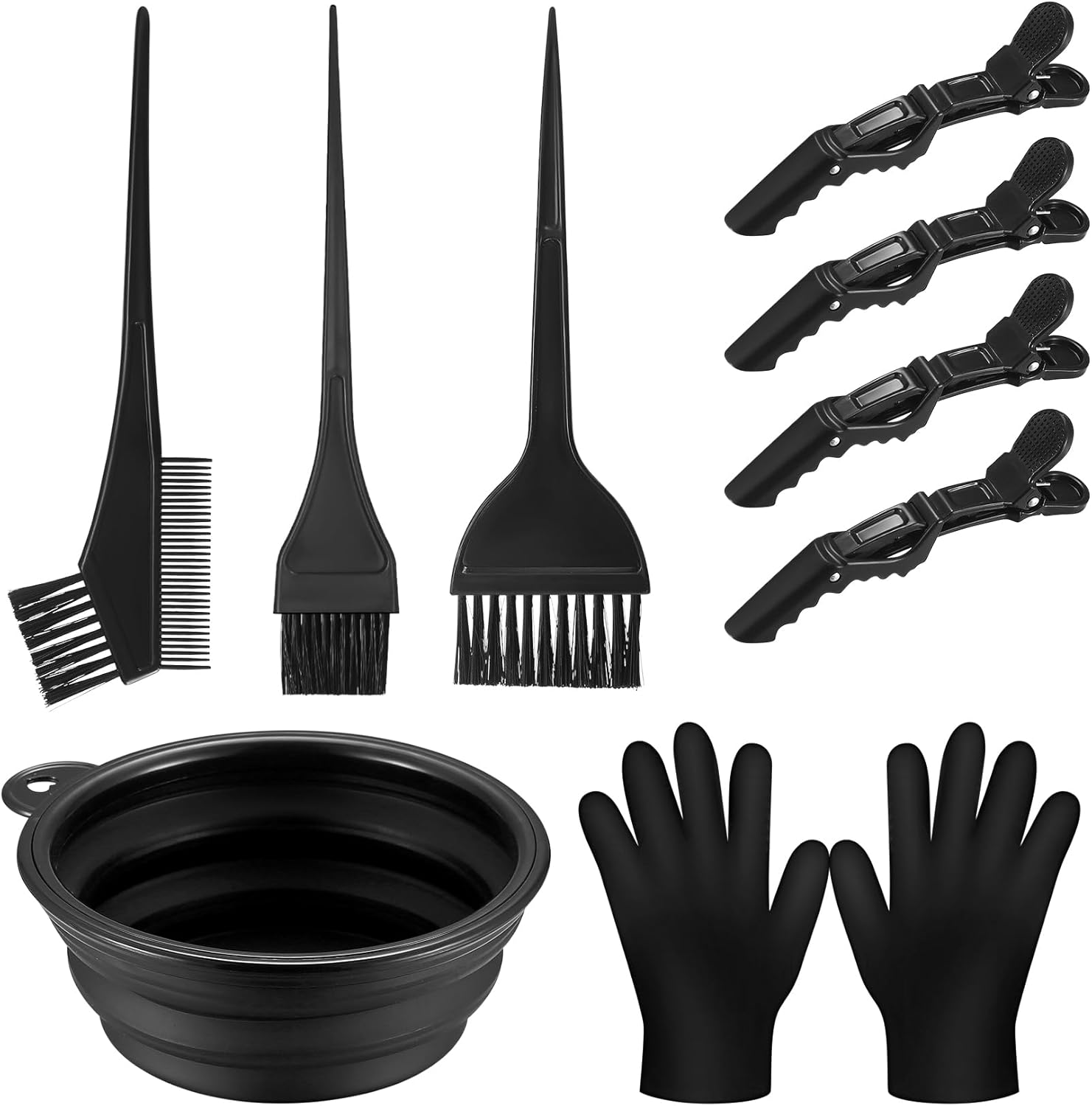 Yibaijia 9 Pcs Tools for Hair Colouring Kit, Hair Dying Tools Kit, DIY Beauty Salon Hairs Bleaching Kits, Dye Bowl and Brush, Including Mixing Bowl, Ear Cover, Shawl, Gloves, Clips