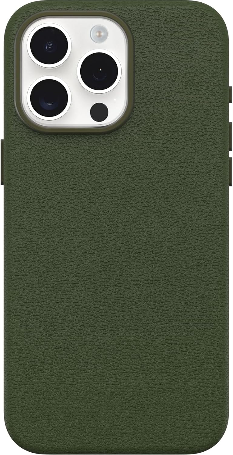 OtterBox iPhone 15 Pro Max Symmetry Series Cactus Leather for MagSafe - Cactus Grove (Green), Snaps to MagSafe, Ultra-Sleek, Raised Edges Protect Camera & Screen