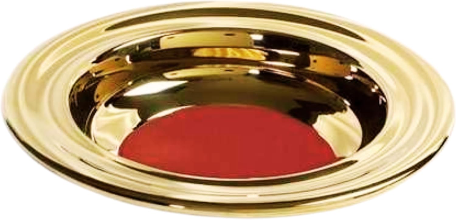 BROADMAN CHURCH SUPPLIES RemembranceWare Offering Plate, Brass with Red Felt