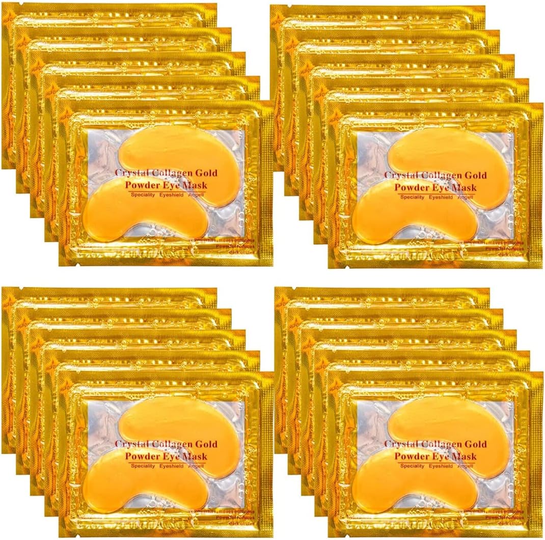 21 Pairs Gold Eye Mask Collagen Eye Gel Pads Under Eye Mask for Puffiness and Dark Circle Under Eye Patches for Women and Men, 24k Gold (21 Pairs Boxed)