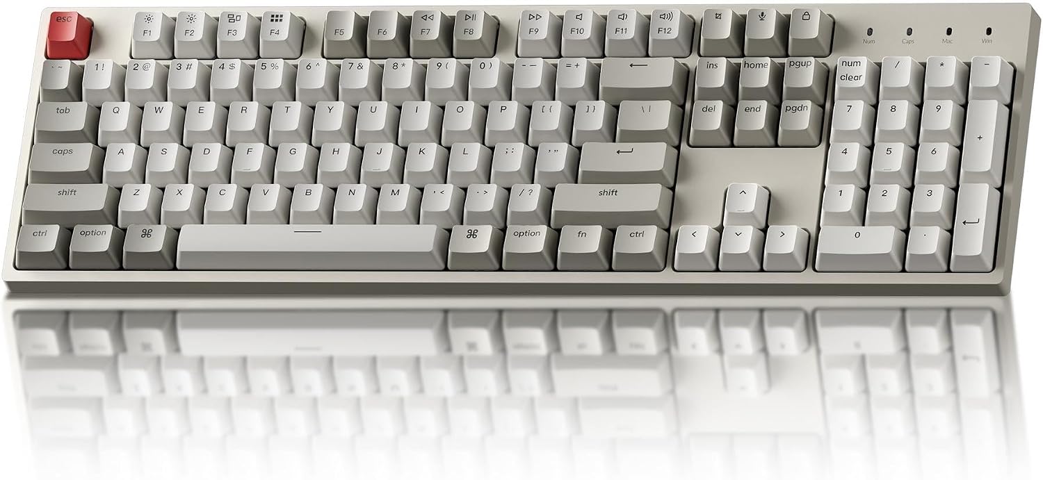 Keychron C2 Full Size Wired Mechanical Keyboard, Red Switch, Retro