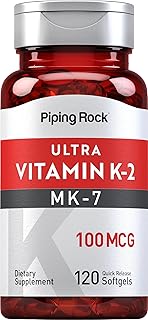 Piping Rock Vitamin K2 MK-7 | 100 mcg | 120 Softgels | Non-GMO, Gluten Free Supplement