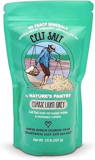 Celtic Salt Light Grey Coarse, Celt Salt by Nature's Pantry, 82+ Minerals, non-GMO, Organic & Unrefined, Gluten-Free, Authentic, Cooking, Baking, Pickling, Sal, Healthy Seasoning, 1/2lb (8 oz) Bag