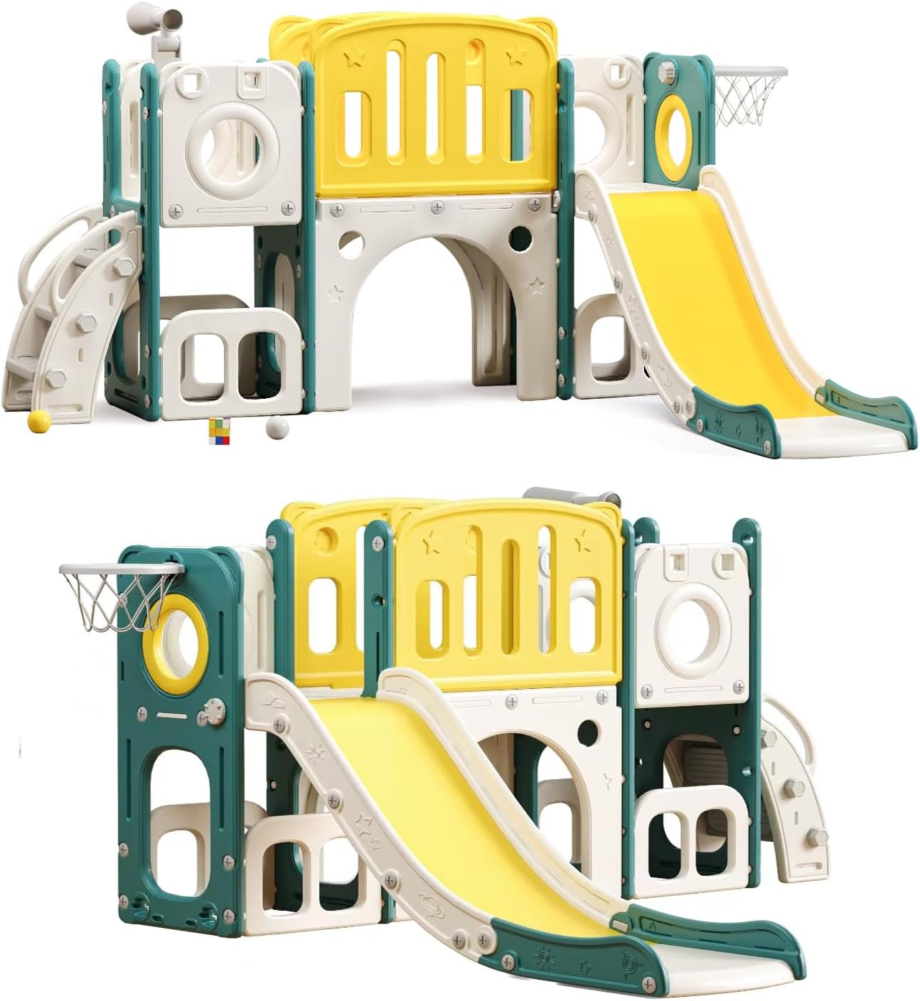 8 in 1 Toddler Slide Set, Kids Slide for Toddlers, Toddler Climber Slide PlaySet with Basketball Hoop,Outdoor Indoor Playground for Toddlers Upgraded