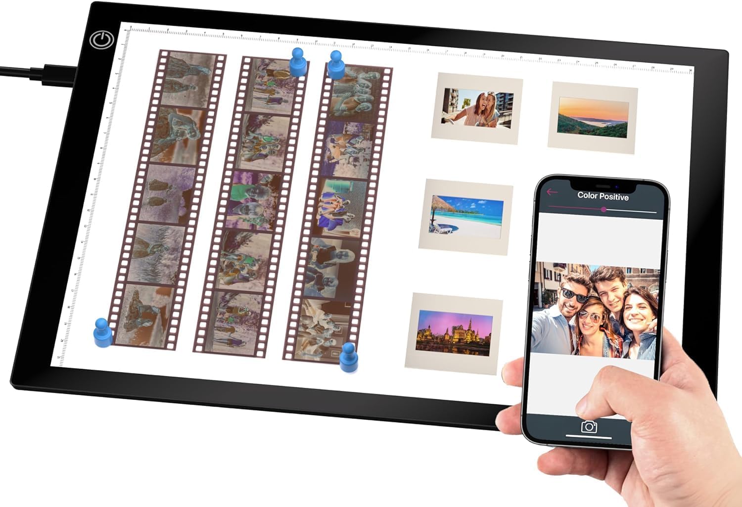 Slide Viewer Light Box, for Scanning Film Negatives and Slides, Artist Sketching, A4 Ultra-Thin Light Pad Scanner with 3 Adjustable Brightness, USB Powered