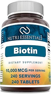 Biotin (Vitamin B7) 10,000 mcg Supplement | 240 Tablets | Non-GMO | Gluten Free | Made in USA