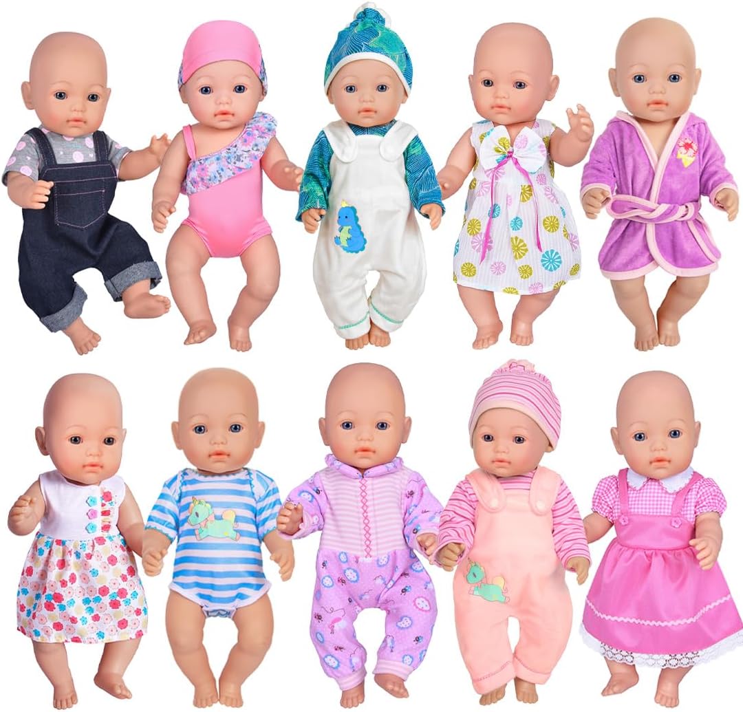 Ebuddy Doll Clothes 10 Sets Baby Doll Clothes Fit for 14-16 inch Baby Dolls，43 cm New Born Baby Dolls, 15 inch Dolls, 18 inch Dolls (Doll is not Included)
