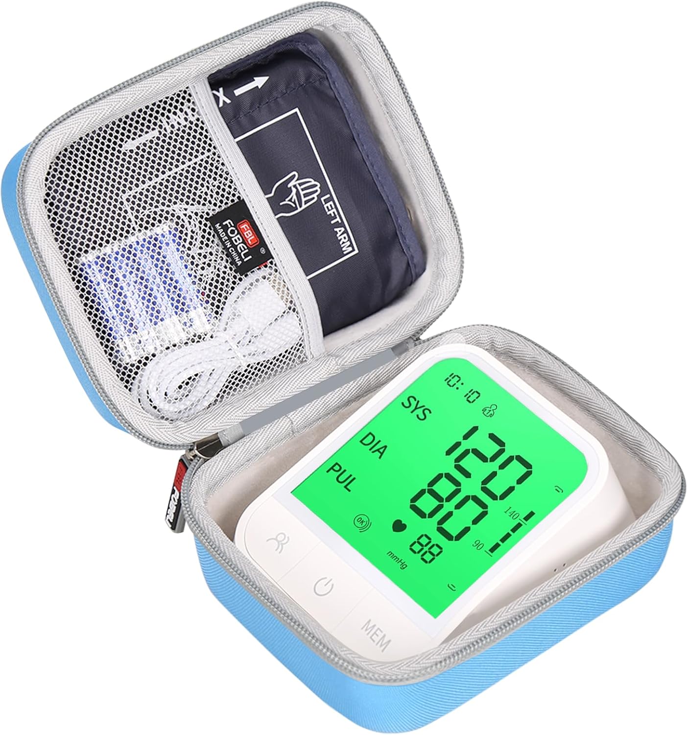 FBLFOBELI Carrying Case Compatible with Femometer/Invaxe/Alcedo/ALPHAGOMED Automatic Blood Pressure Monitor for Upper arm Adjustable BP Cuff, Hard Protective Storage Bag (Case Only)
