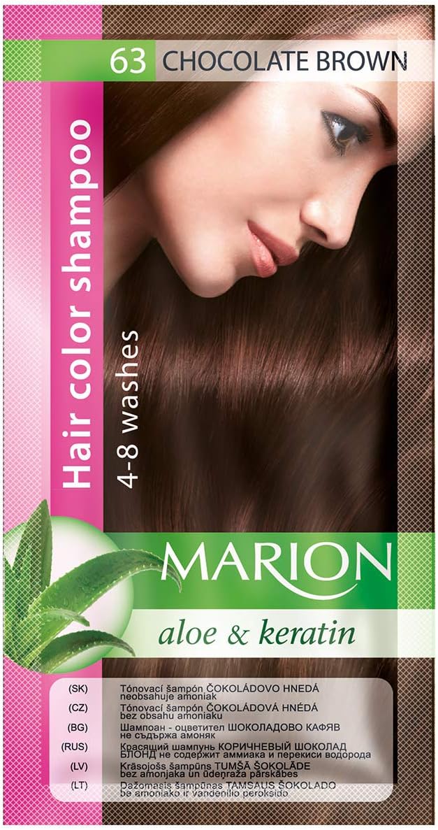 Marion Hair Color Shampoo in Sachet Lasting 4-8 Washes - 63 – Chocolate Brown
