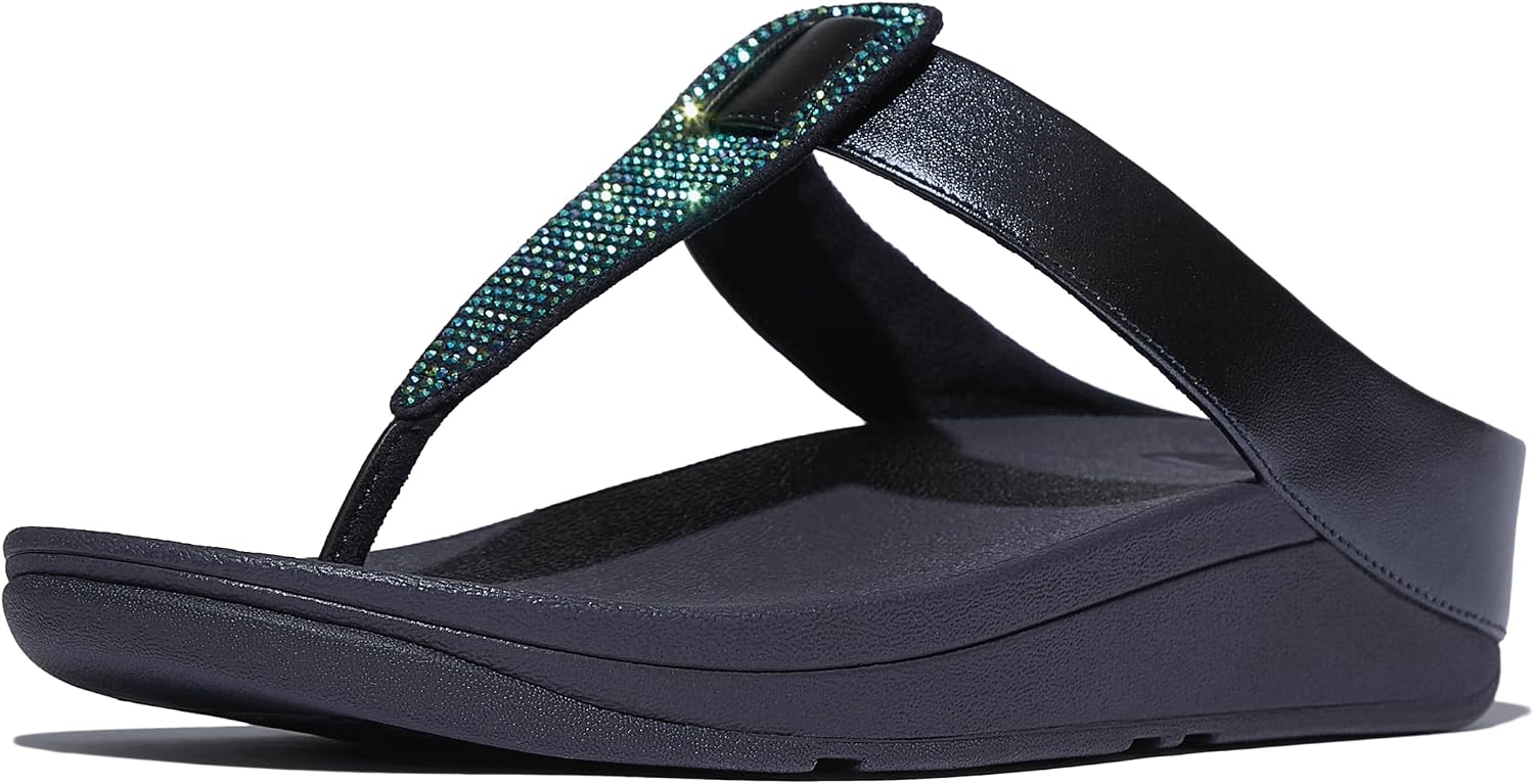 Fitflop Women's Fino Crystal Detail Metallic Toe-post SandalsSandal