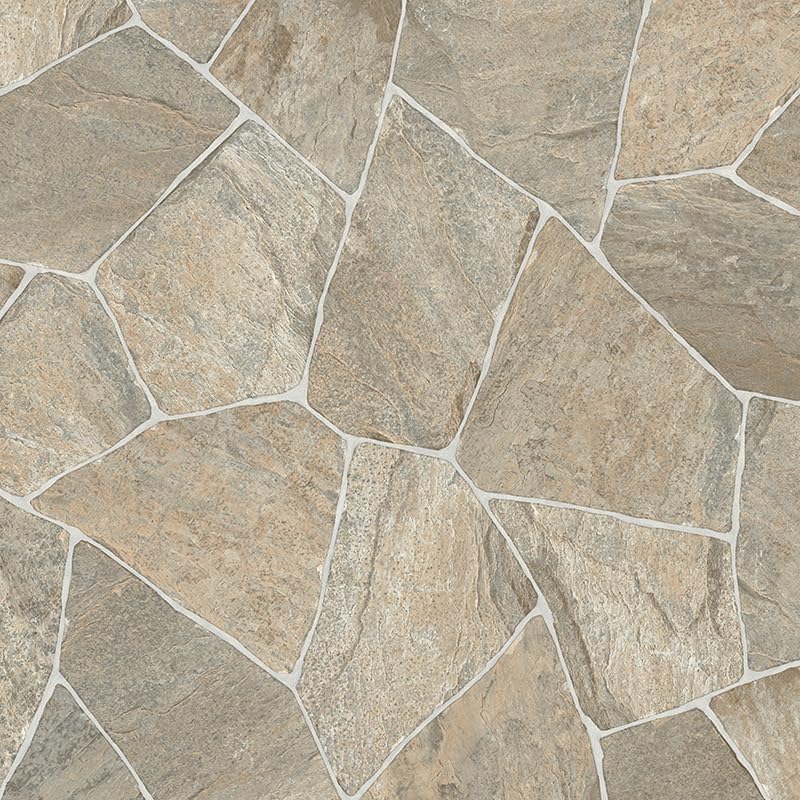 VINYL FLOORING UK Light Brown P1540 Designer Stone Effect Vinyl Flooring Linoleum Flooring For Living Room, Kitchen With Cushion Backing & 5 Year Warranty-3m(9'9") X 3m(9'9")-9m²