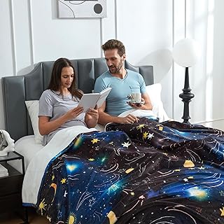 Cozy Bliss Starry Sky Bed Blanket King Size Bed Luxury Printed Single Layer Plush - Offside Pure White, Most Giftable for Your Famliy and Friends 108"x90"